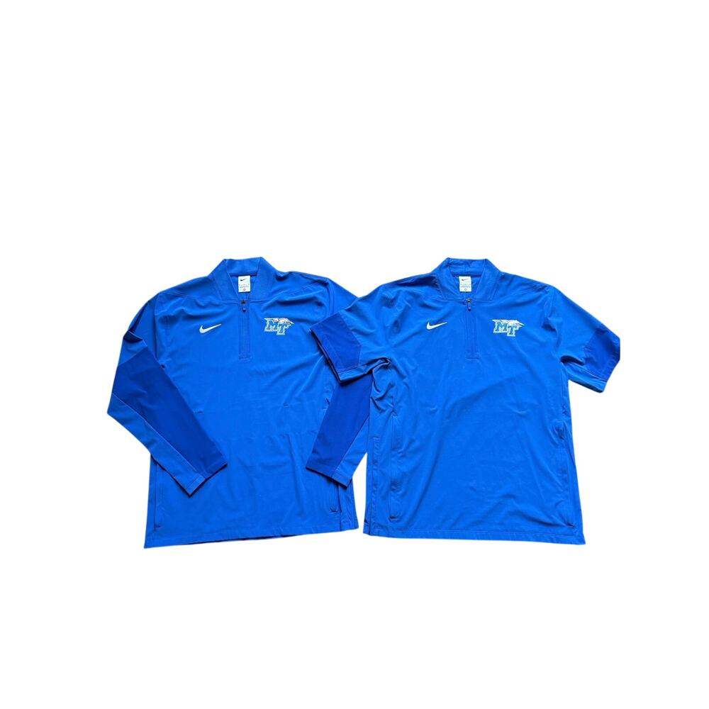 Nike MTSU Football Team Issued 1/4 Zip Pullovers, Blue, Men's Size Medium